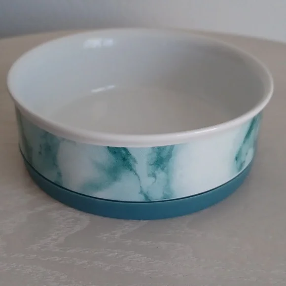 Bone Dry Ceramica NON SKID Marble Design Dog / Cat Bowl In Teal - Picture 5 of 11